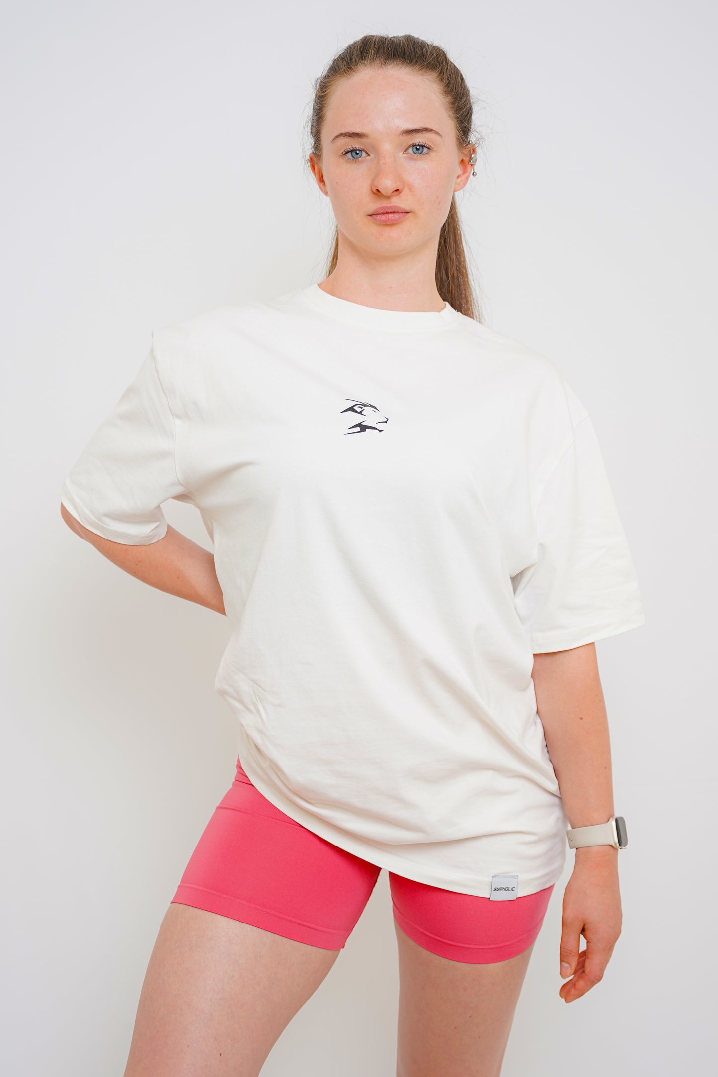 GYMHOLIC - Oversized Workout &amp; Fitness T-Shirt for Women – Off-White (B-Free Collection)