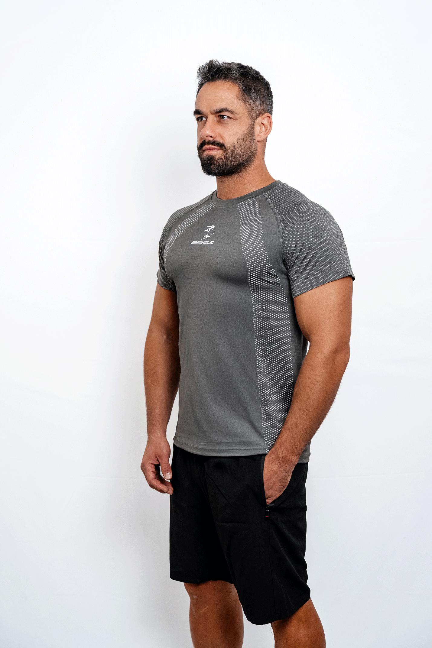 GYMHOLIC - Performance Workout T-Shirt Regular-Fit for Men – Gray (Infinityflex Collection)